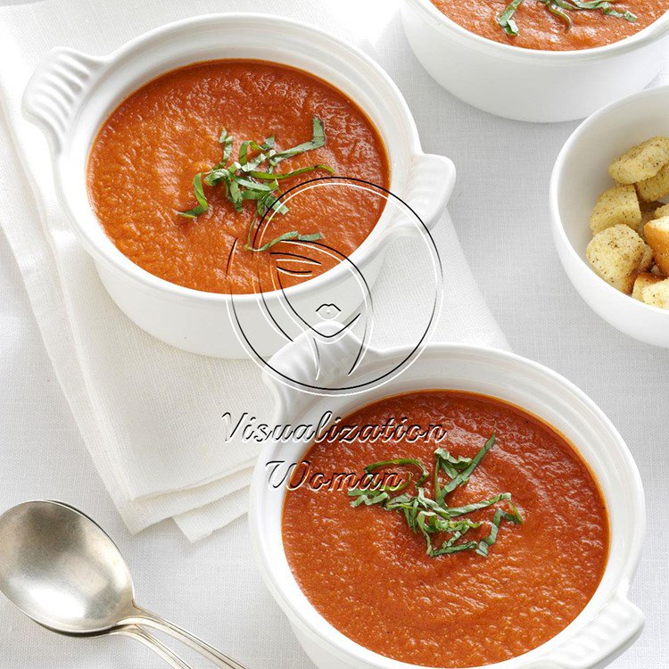 Roasted Tomato Soup with Fresh Basil