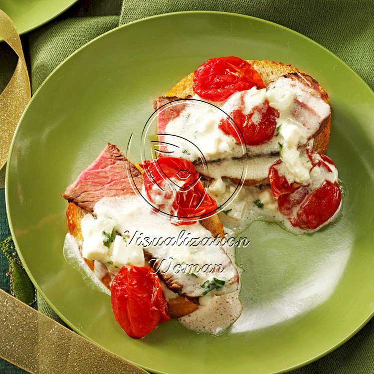 Steak Crostini with Roasted Tomatoes