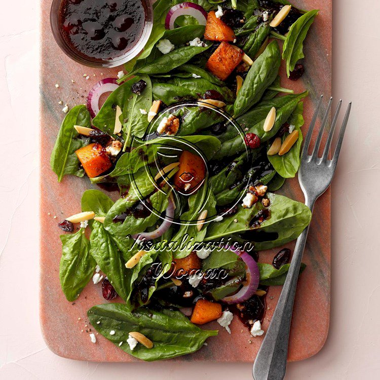 Wilted Spinach Salad with Butternut Squash