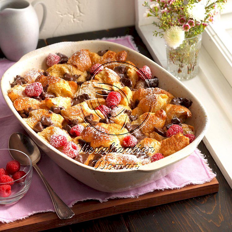 Dark Chocolate Croissant Bread Pudding