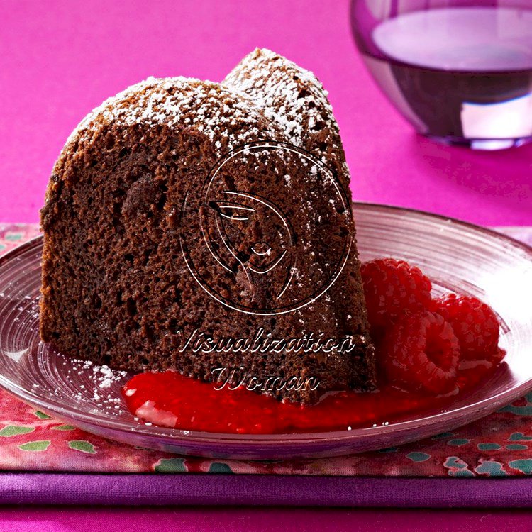 Triple-Chocolate Cake with Raspberry Sauce