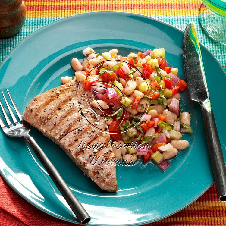 Tuna with Tuscan White Bean Salad