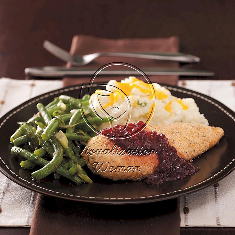 Oven-Fried Chicken with Cranberry Sauce