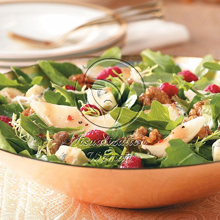 Raspberry Pear Salad with Glazed Walnuts